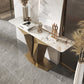 Glam Rectangle Console Table with Stain Resistant Stone for Hall