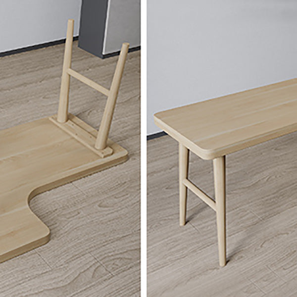 Zeitgenössischer Büroschreibtisch Massivholz H-Form Basisschreibtisch, 29,25 Zoll H