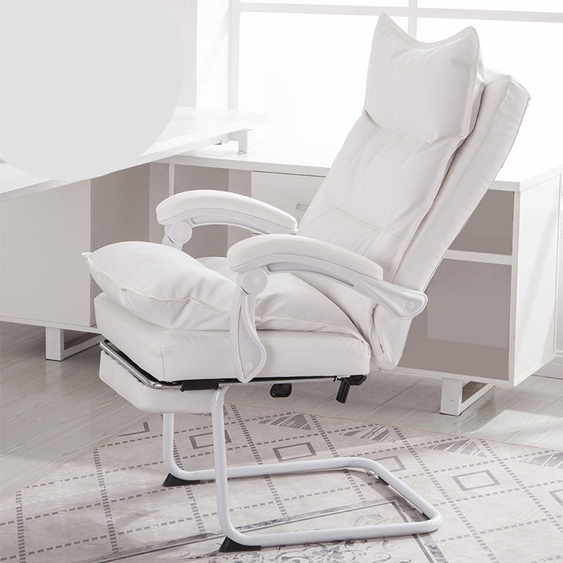 Padded Arms Office Chair Modern Leather No Distressing Ergonomic Desk Chair White 1 Piece Clearhalo 'furn' 'furn_office_chair' 'Furniture' 'Office Chairs' 'Office Furniture' 'office_chair' 7799347