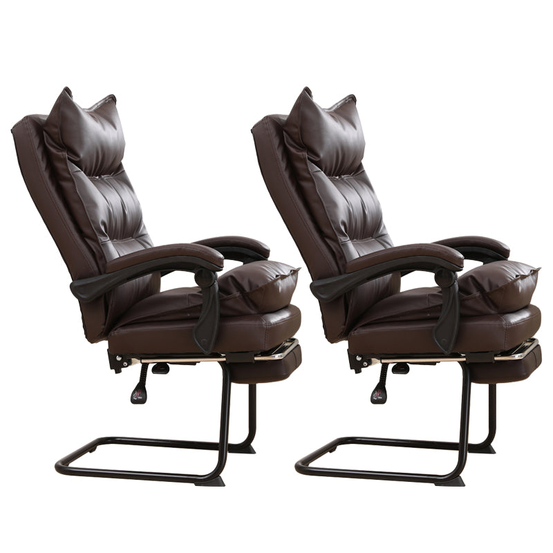 Padded Arms Office Chair Modern Leather No Distressing Ergonomic Desk Chair Coffee 2 Piece Set Clearhalo 'furn' 'furn_office_chair' 'Furniture' 'Office Chairs' 'Office Furniture' 'office_chair' 7799348