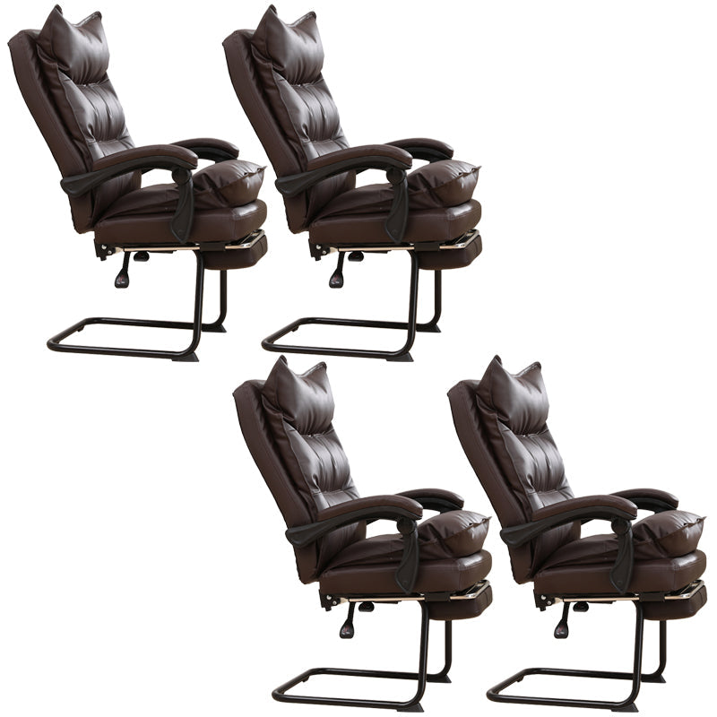 Padded Arms Office Chair Modern Leather No Distressing Ergonomic Desk Chair Coffee 4 Piece Set Clearhalo 'furn' 'furn_office_chair' 'Furniture' 'Office Chairs' 'Office Furniture' 'office_chair' 7799349
