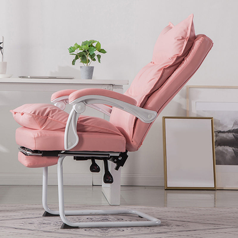 Padded Arms Office Chair Modern Leather No Distressing Ergonomic Desk Chair Pink Interface Genuine Leather 1 Piece Clearhalo 'furn' 'furn_office_chair' 'Furniture' 'Office Chairs' 'Office Furniture' 'office_chair' 7799350