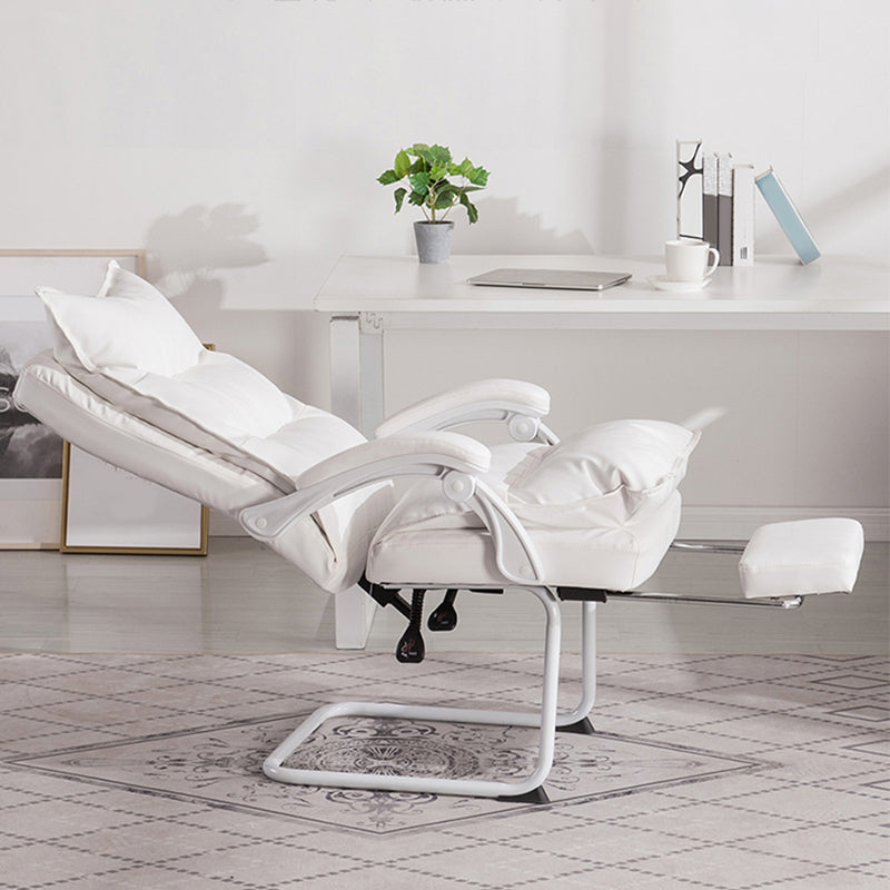 Padded Arms Office Chair Modern Leather No Distressing Ergonomic Desk Chair White Interface Genuine Leather 1 Piece Clearhalo 'furn' 'furn_office_chair' 'Furniture' 'Office Chairs' 'Office Furniture' 'office_chair' 7799351