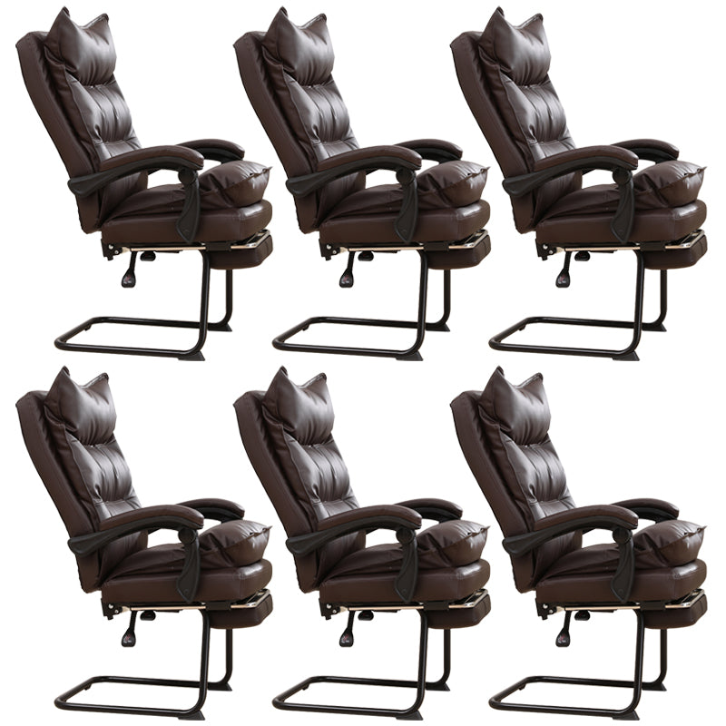 Padded Arms Office Chair Modern Leather No Distressing Ergonomic Desk Chair Coffee 6 Piece Set Clearhalo 'furn' 'furn_office_chair' 'Furniture' 'Office Chairs' 'Office Furniture' 'office_chair' 7799352