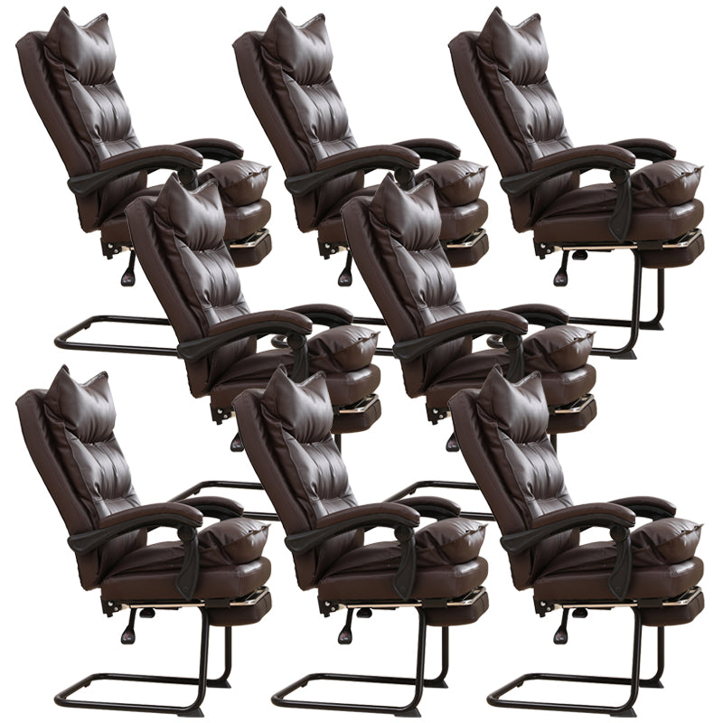 Padded Arms Office Chair Modern Leather No Distressing Ergonomic Desk Chair Coffee 8 Piece Set Clearhalo 'furn' 'furn_office_chair' 'Furniture' 'Office Chairs' 'Office Furniture' 'office_chair' 7799354
