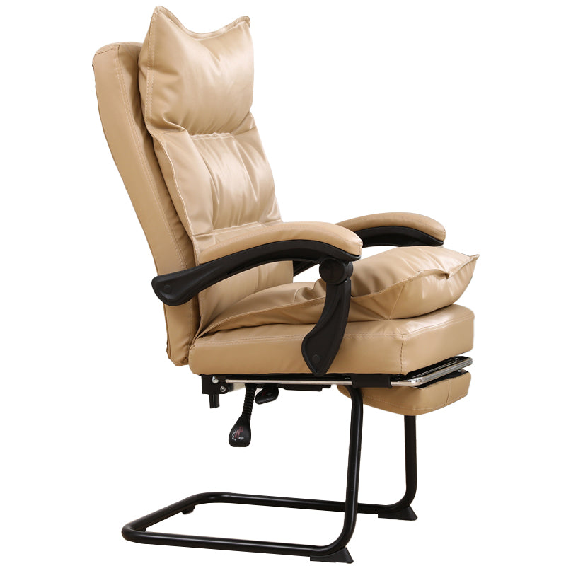Padded Arms Office Chair Modern Leather No Distressing Ergonomic Desk Chair Yellow 1 Piece Clearhalo 'furn' 'furn_office_chair' 'Furniture' 'Office Chairs' 'Office Furniture' 'office_chair' 7799355