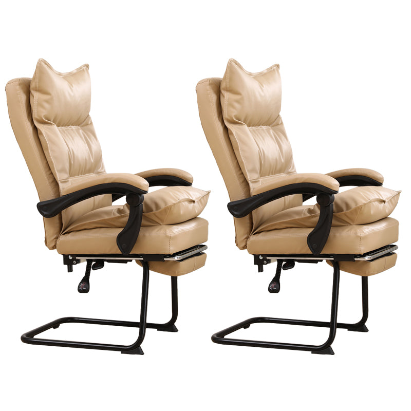 Padded Arms Office Chair Modern Leather No Distressing Ergonomic Desk Chair Yellow 2 Piece Set Clearhalo 'furn' 'furn_office_chair' 'Furniture' 'Office Chairs' 'Office Furniture' 'office_chair' 7799358