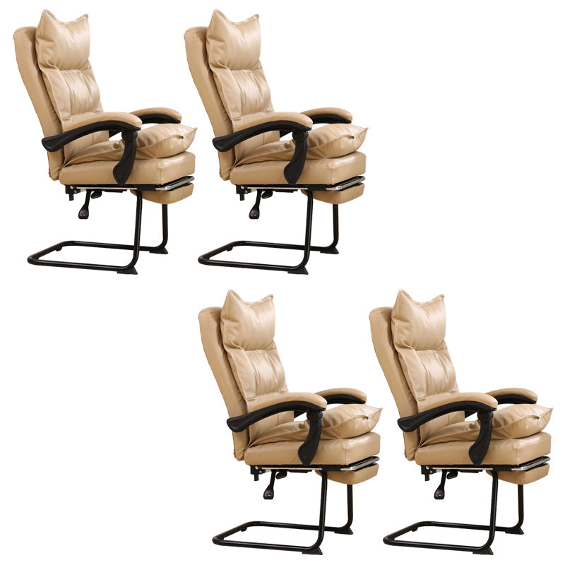 Padded Arms Office Chair Modern Leather No Distressing Ergonomic Desk Chair Yellow 4 Piece Set Clearhalo 'furn' 'furn_office_chair' 'Furniture' 'Office Chairs' 'Office Furniture' 'office_chair' 7799359