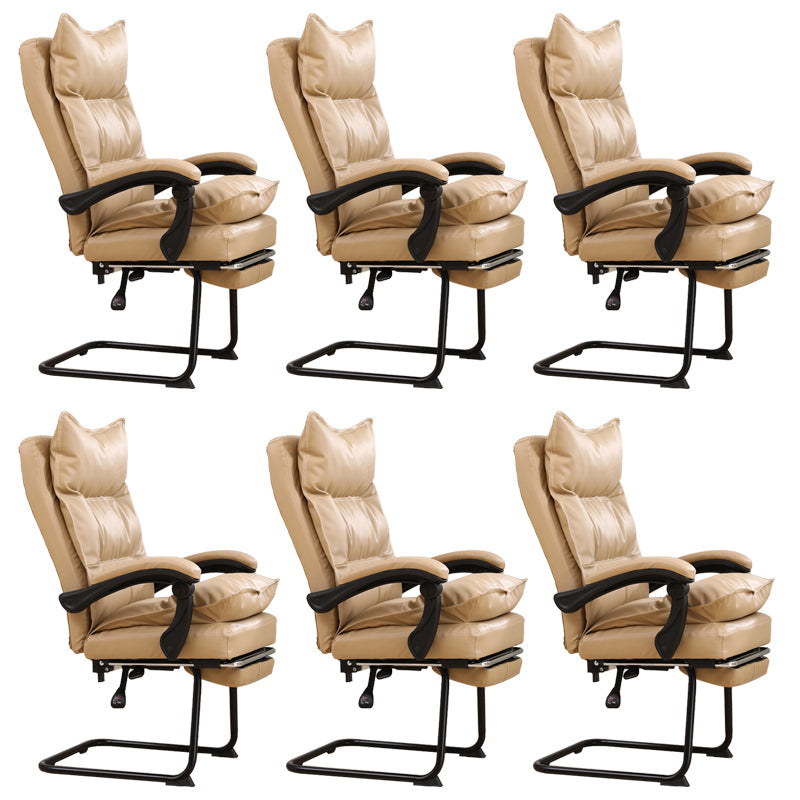 Padded Arms Office Chair Modern Leather No Distressing Ergonomic Desk Chair Yellow 6 Piece Set Clearhalo 'furn' 'furn_office_chair' 'Furniture' 'Office Chairs' 'Office Furniture' 'office_chair' 7799361