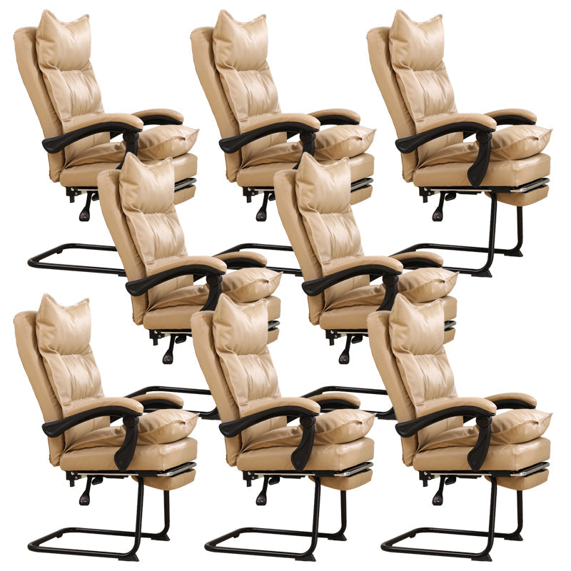 Padded Arms Office Chair Modern Leather No Distressing Ergonomic Desk Chair Yellow 8 Piece Set Clearhalo 'furn' 'furn_office_chair' 'Furniture' 'Office Chairs' 'Office Furniture' 'office_chair' 7799362