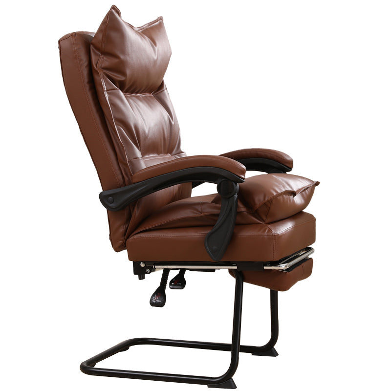 Padded Arms Office Chair Modern Leather No Distressing Ergonomic Desk Chair Brown 1 Piece Clearhalo 'furn' 'furn_office_chair' 'Furniture' 'Office Chairs' 'Office Furniture' 'office_chair' 7799363