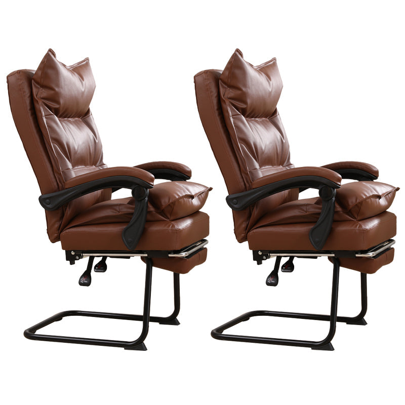 Padded Arms Office Chair Modern Leather No Distressing Ergonomic Desk Chair Brown 2 Piece Set Clearhalo 'furn' 'furn_office_chair' 'Furniture' 'Office Chairs' 'Office Furniture' 'office_chair' 7799364