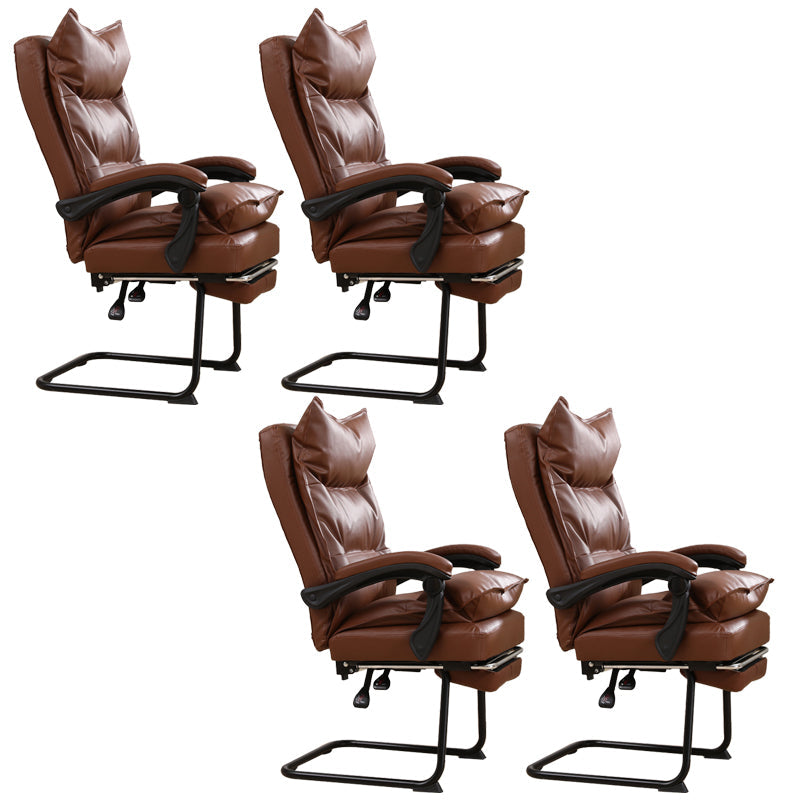 Padded Arms Office Chair Modern Leather No Distressing Ergonomic Desk Chair Brown 4 Piece Set Clearhalo 'furn' 'furn_office_chair' 'Furniture' 'Office Chairs' 'Office Furniture' 'office_chair' 7799365