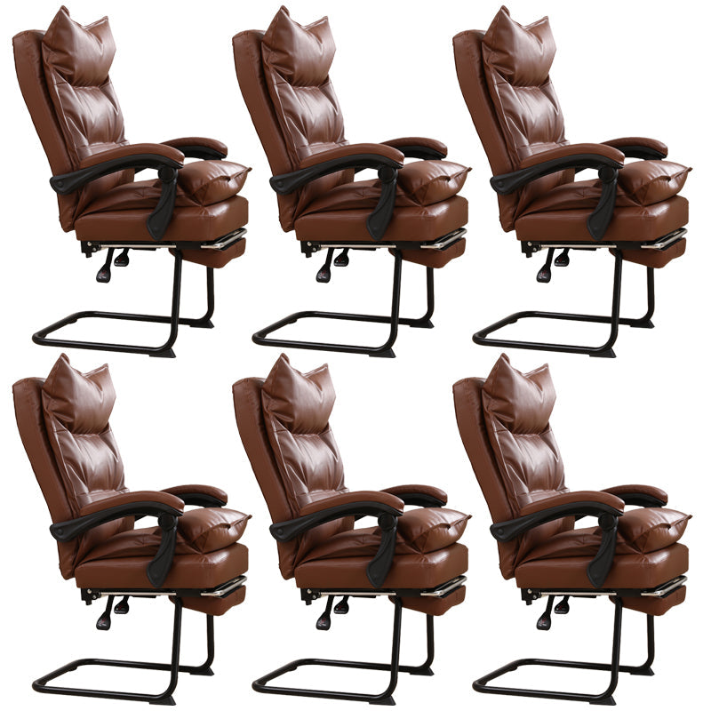 Padded Arms Office Chair Modern Leather No Distressing Ergonomic Desk Chair Brown 6 Piece Set Clearhalo 'furn' 'furn_office_chair' 'Furniture' 'Office Chairs' 'Office Furniture' 'office_chair' 7799366