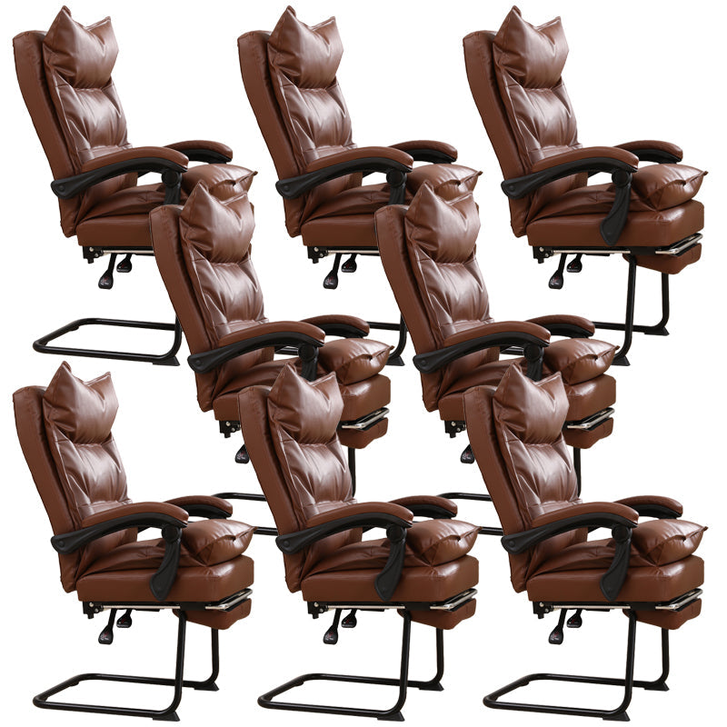 Padded Arms Office Chair Modern Leather No Distressing Ergonomic Desk Chair Brown 8 Piece Set Clearhalo 'furn' 'furn_office_chair' 'Furniture' 'Office Chairs' 'Office Furniture' 'office_chair' 7799367