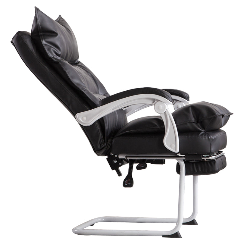 Padded Arms Office Chair Modern Leather No Distressing Ergonomic Desk Chair Black White 1 Piece Clearhalo 'furn' 'furn_office_chair' 'Furniture' 'Office Chairs' 'Office Furniture' 'office_chair' 7799368