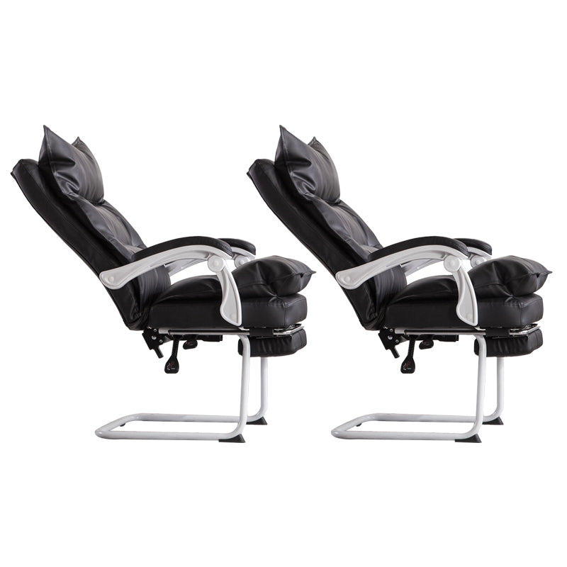 Padded Arms Office Chair Modern Leather No Distressing Ergonomic Desk Chair Black White 2 Piece Set Clearhalo 'furn' 'furn_office_chair' 'Furniture' 'Office Chairs' 'Office Furniture' 'office_chair' 7799369