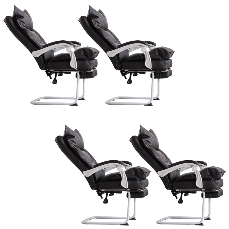 Padded Arms Office Chair Modern Leather No Distressing Ergonomic Desk Chair Black White 4 Piece Set Clearhalo 'furn' 'furn_office_chair' 'Furniture' 'Office Chairs' 'Office Furniture' 'office_chair' 7799370