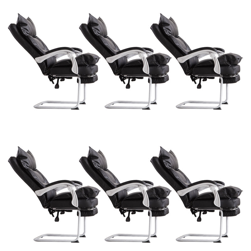 Padded Arms Office Chair Modern Leather No Distressing Ergonomic Desk Chair Black White 6 Piece Set Clearhalo 'furn' 'furn_office_chair' 'Furniture' 'Office Chairs' 'Office Furniture' 'office_chair' 7799371