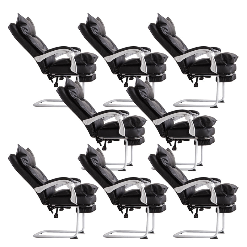 Padded Arms Office Chair Modern Leather No Distressing Ergonomic Desk Chair Black White 8 Piece Set Clearhalo 'furn' 'furn_office_chair' 'Furniture' 'Office Chairs' 'Office Furniture' 'office_chair' 7799372