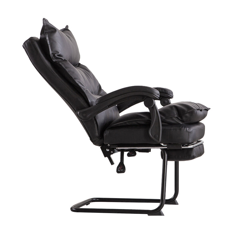Padded Arms Office Chair Modern Leather No Distressing Ergonomic Desk Chair Black 1 Piece Clearhalo 'furn' 'furn_office_chair' 'Furniture' 'Office Chairs' 'Office Furniture' 'office_chair' 7799373