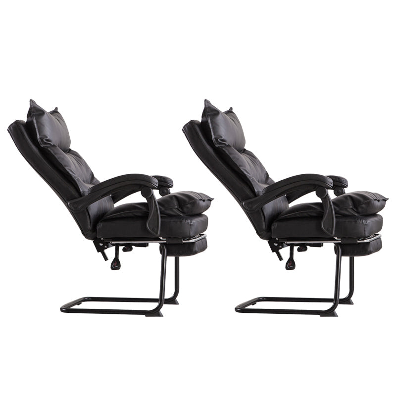 Padded Arms Office Chair Modern Leather No Distressing Ergonomic Desk Chair Black 2 Piece Set Clearhalo 'furn' 'furn_office_chair' 'Furniture' 'Office Chairs' 'Office Furniture' 'office_chair' 7799374