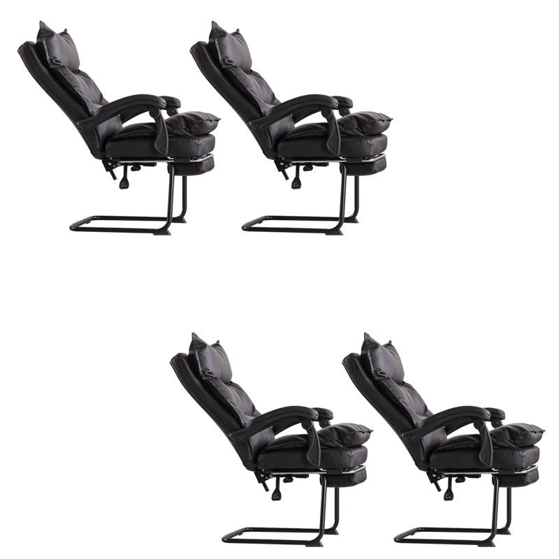 Padded Arms Office Chair Modern Leather No Distressing Ergonomic Desk Chair Black 4 Piece Set Clearhalo 'furn' 'furn_office_chair' 'Furniture' 'Office Chairs' 'Office Furniture' 'office_chair' 7799375