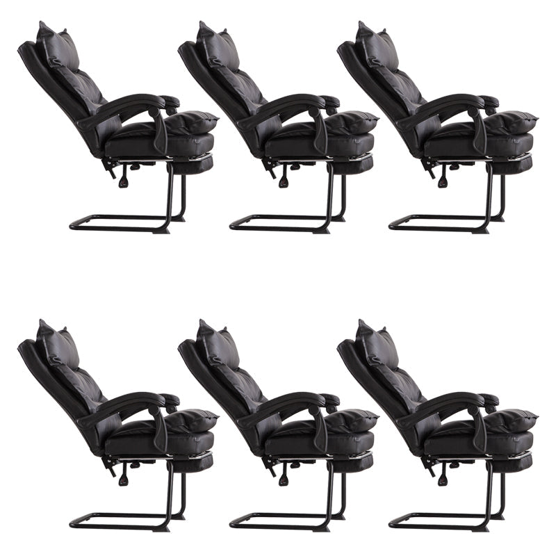 Padded Arms Office Chair Modern Leather No Distressing Ergonomic Desk Chair Black 6 Piece Set Clearhalo 'furn' 'furn_office_chair' 'Furniture' 'Office Chairs' 'Office Furniture' 'office_chair' 7799376