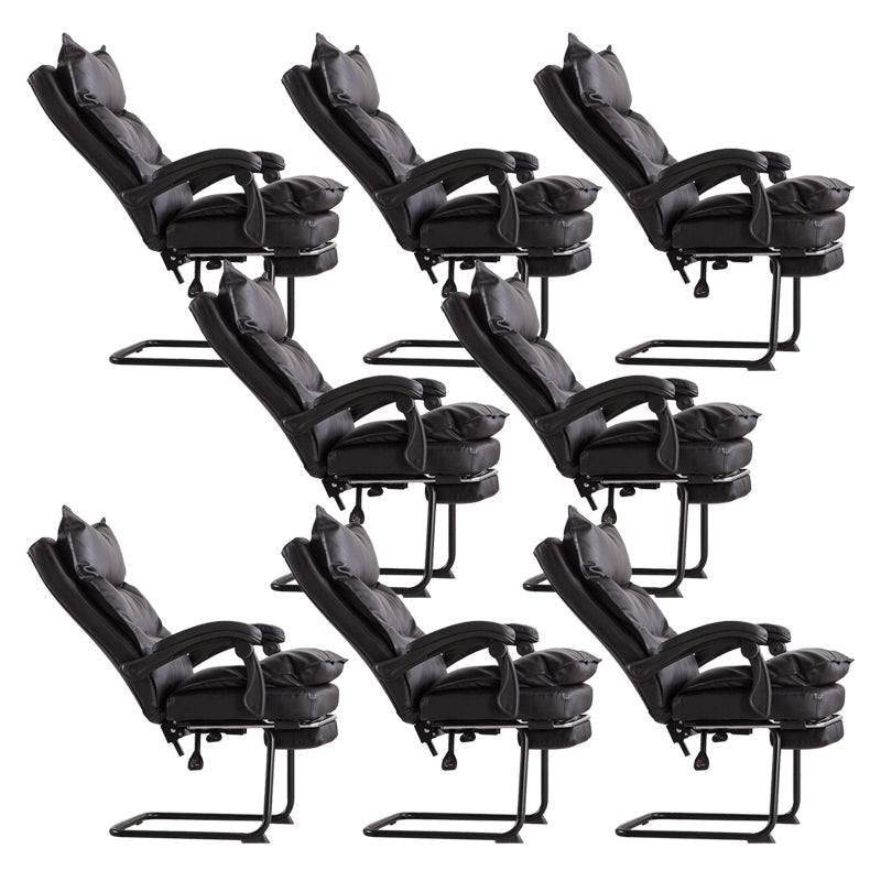 Padded Arms Office Chair Modern Leather No Distressing Ergonomic Desk Chair Black 8 Piece Set Clearhalo 'furn' 'furn_office_chair' 'Furniture' 'Office Chairs' 'Office Furniture' 'office_chair' 7799377
