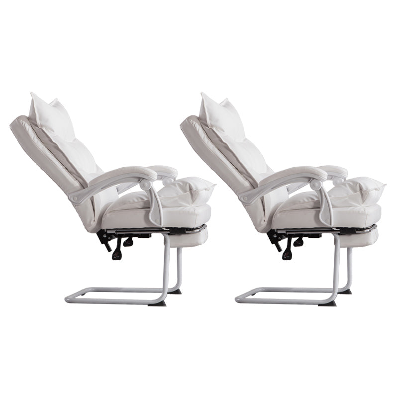 Padded Arms Office Chair Modern Leather No Distressing Ergonomic Desk Chair White 2 Piece Set Clearhalo 'furn' 'furn_office_chair' 'Furniture' 'Office Chairs' 'Office Furniture' 'office_chair' 7799378
