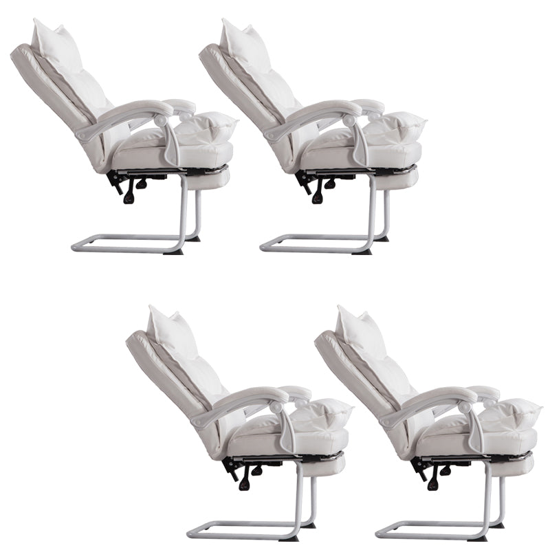 Padded Arms Office Chair Modern Leather No Distressing Ergonomic Desk Chair White 4 Piece Set Clearhalo 'furn' 'furn_office_chair' 'Furniture' 'Office Chairs' 'Office Furniture' 'office_chair' 7799379