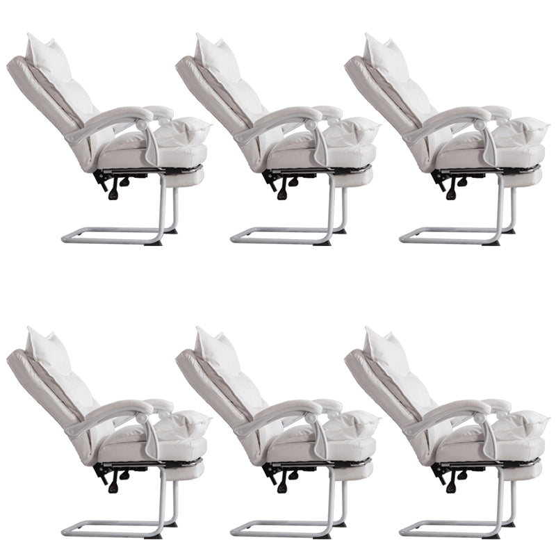 Padded Arms Office Chair Modern Leather No Distressing Ergonomic Desk Chair White 6 Piece Set Clearhalo 'furn' 'furn_office_chair' 'Furniture' 'Office Chairs' 'Office Furniture' 'office_chair' 7799380