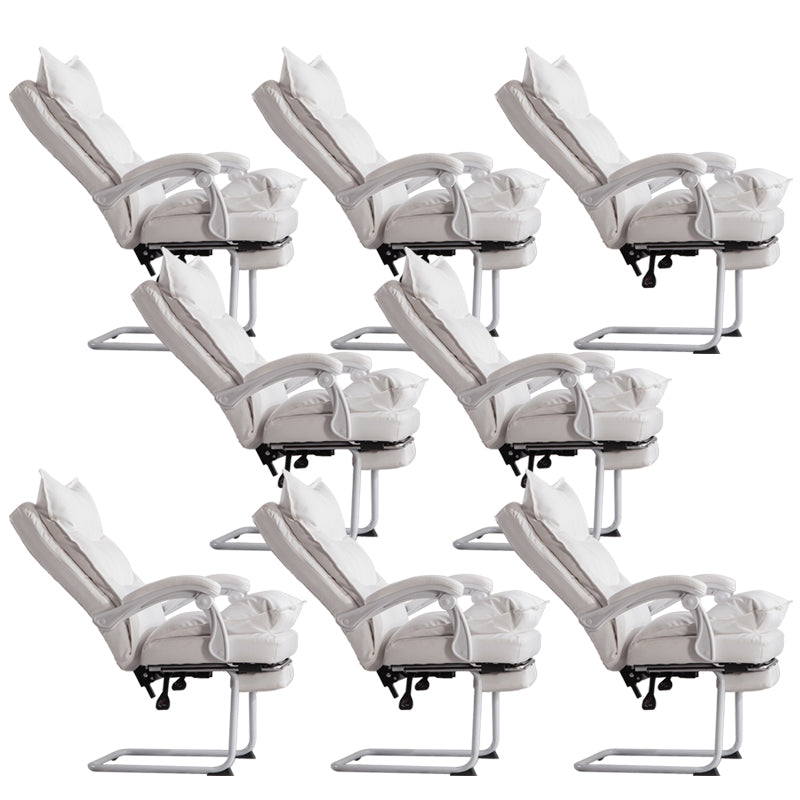 Padded Arms Office Chair Modern Leather No Distressing Ergonomic Desk Chair White 8 Piece Set Clearhalo 'furn' 'furn_office_chair' 'Furniture' 'Office Chairs' 'Office Furniture' 'office_chair' 7799381