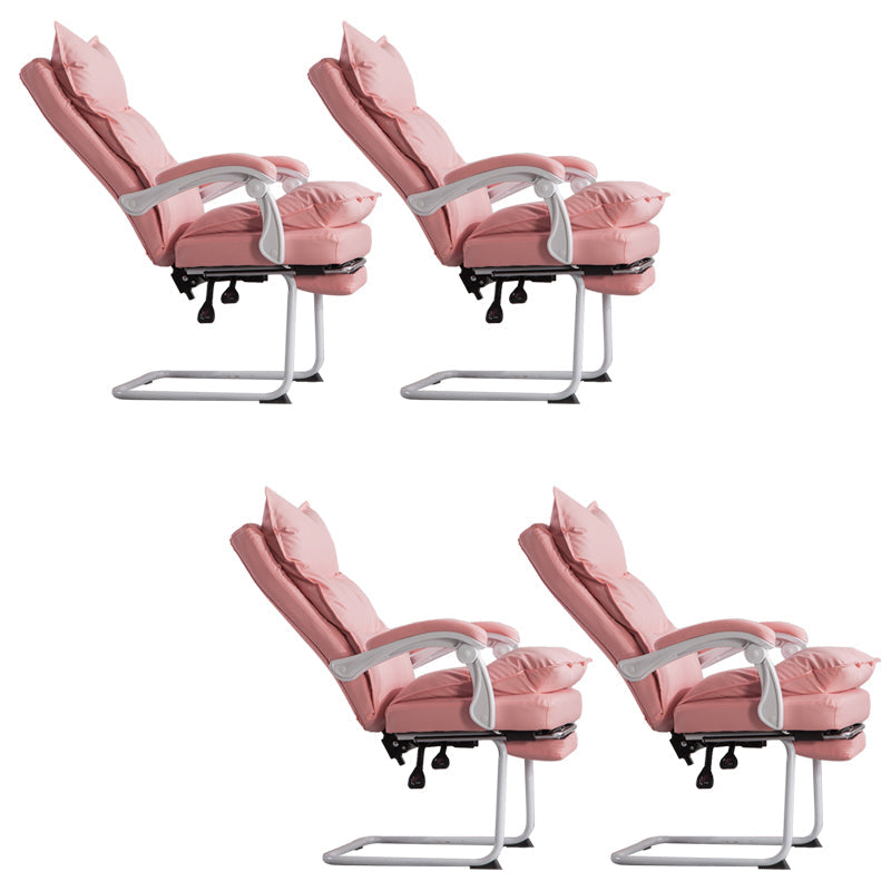 Padded Arms Office Chair Modern Leather No Distressing Ergonomic Desk Chair Pink 4 Piece Set Clearhalo 'furn' 'furn_office_chair' 'Furniture' 'Office Chairs' 'Office Furniture' 'office_chair' 7799383