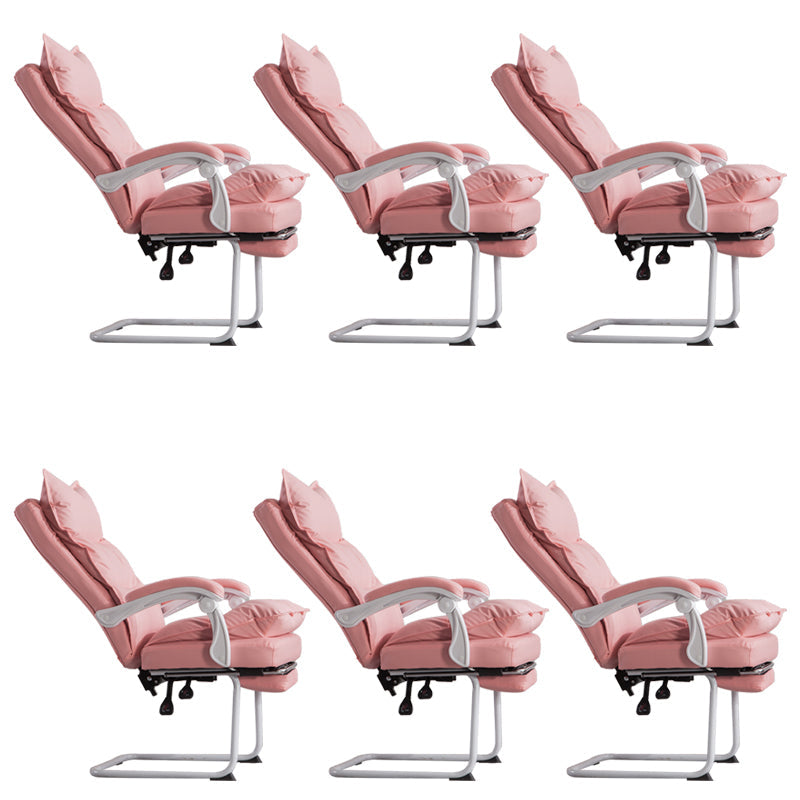 Padded Arms Office Chair Modern Leather No Distressing Ergonomic Desk Chair Pink 6 Piece Set Clearhalo 'furn' 'furn_office_chair' 'Furniture' 'Office Chairs' 'Office Furniture' 'office_chair' 7799384