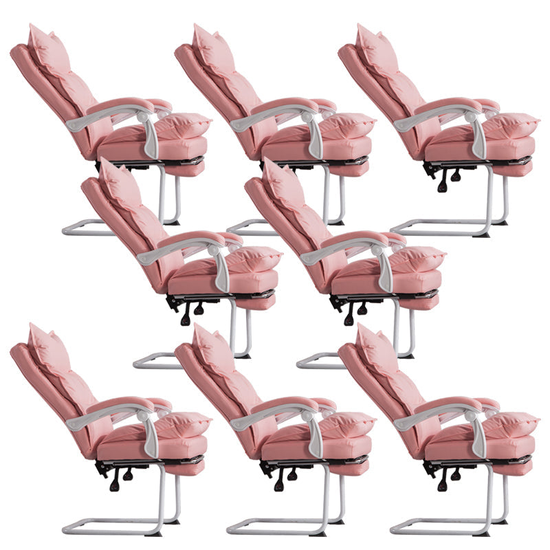Padded Arms Office Chair Modern Leather No Distressing Ergonomic Desk Chair Pink 8 Piece Set Clearhalo 'furn' 'furn_office_chair' 'Furniture' 'Office Chairs' 'Office Furniture' 'office_chair' 7799385