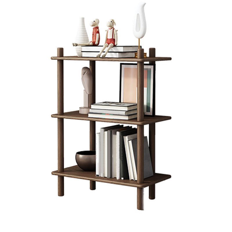 Scandinavian Open Back Wood Shelf Bookcase with Shelves for Home Office 24"L x 12"W x 32"H Brown Clearhalo 'Bookcases' 'furn' 'furn_bookcases' 'Furniture' 'Office Furniture' 7799389