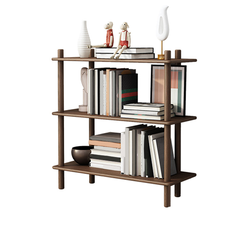 Scandinavian Open Back Wood Shelf Bookcase with Shelves for Home Office 31"L x 12"W x 32"H Brown Clearhalo 'Bookcases' 'furn' 'furn_bookcases' 'Furniture' 'Office Furniture' 7799391