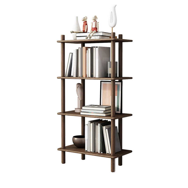 Scandinavian Open Back Wood Shelf Bookcase with Shelves for Home Office 23.6"L x 11.8"W x 44.5"H Brown Clearhalo 'Bookcases' 'furn' 'furn_bookcases' 'Furniture' 'Office Furniture' 7799393