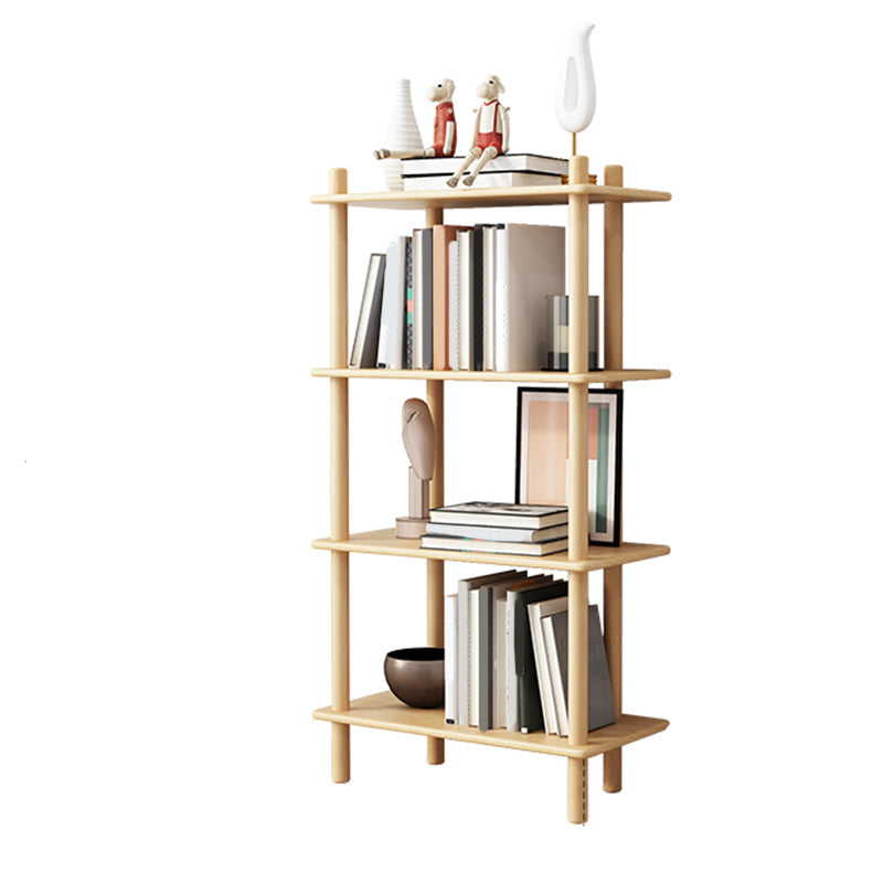Scandinavian Open Back Wood Shelf Bookcase with Shelves for Home Office 23.6"L x 11.8"W x 44.5"H Natural Clearhalo 'Bookcases' 'furn' 'furn_bookcases' 'Furniture' 'Office Furniture' 7799395