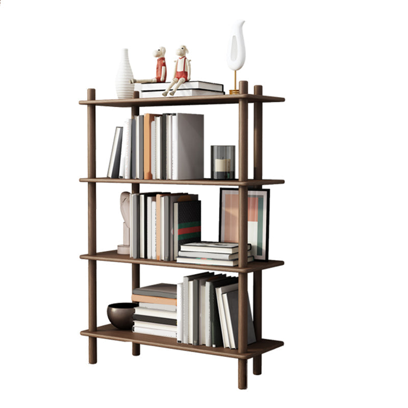 Scandinavian Open Back Wood Shelf Bookcase with Shelves for Home Office 31.5"L x 11.8"W x 44.5"H Brown Clearhalo 'Bookcases' 'furn' 'furn_bookcases' 'Furniture' 'Office Furniture' 7799397
