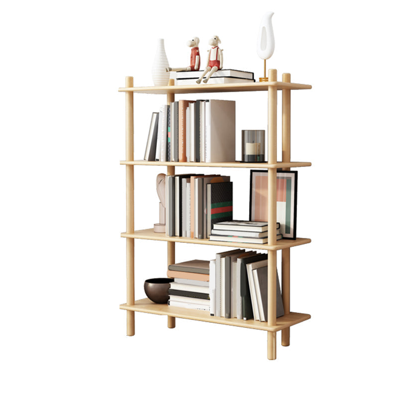 Scandinavian Open Back Wood Shelf Bookcase with Shelves for Home Office 31.5"L x 11.8"W x 44.5"H Natural Clearhalo 'Bookcases' 'furn' 'furn_bookcases' 'Furniture' 'Office Furniture' 7799399