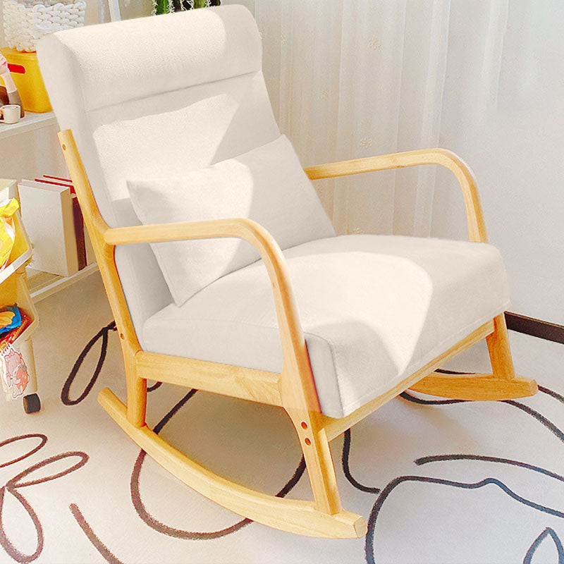 Contemporary Rocking Chair Upholstered Antique Finish Rocking Accent Chair Rocking Chair Beige Clearhalo 'Chairs & Seating' 'furn' 'furn_rocking_chairs' 'Furniture' 'Living Room Furniture' 'Rocking Chairs' 'rocking_chairs' 7799632