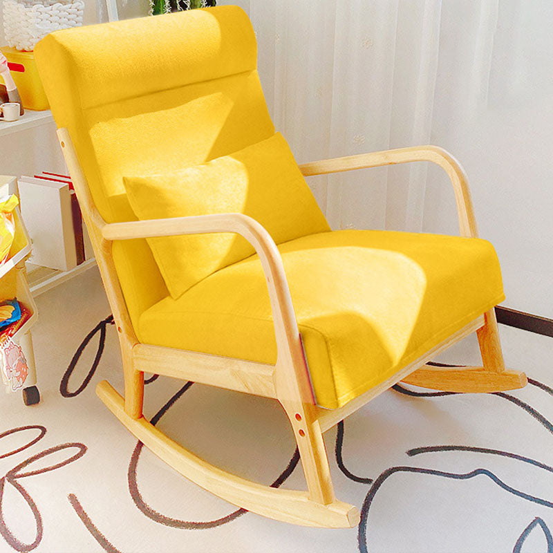 Contemporary Rocking Chair Upholstered Antique Finish Rocking Accent Chair Rocking Chair Yellow Clearhalo 'Chairs & Seating' 'furn' 'furn_rocking_chairs' 'Furniture' 'Living Room Furniture' 'Rocking Chairs' 'rocking_chairs' 7799637