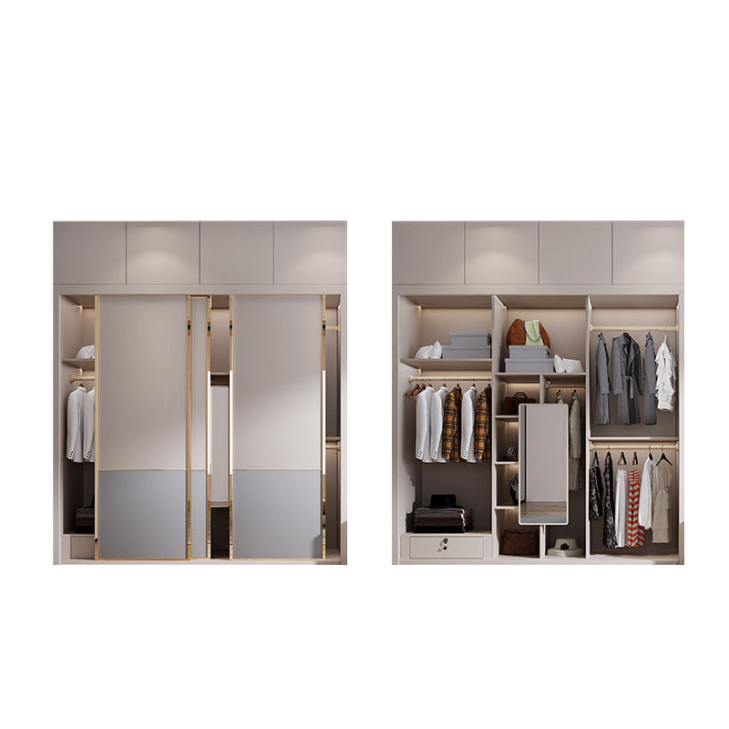 Bedroom Wooden Wardrobe Armoire Coastal Style Sliding Doors Storage Cabinet