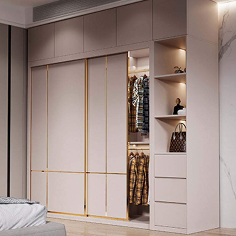 Bedroom Wooden Wardrobe Armoire Coastal Style Sliding Doors Storage Cabinet