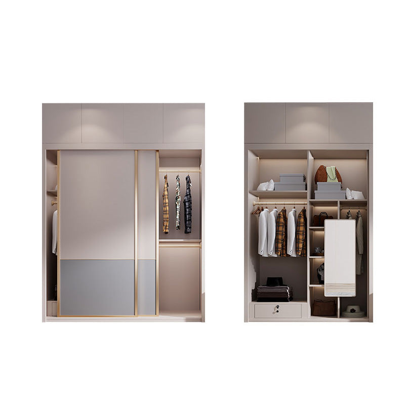 Bedroom Wooden Wardrobe Armoire Coastal Style Sliding Doors Storage Cabinet