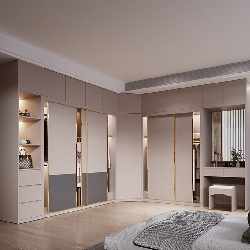 Bedroom Wooden Wardrobe Armoire Coastal Style Sliding Doors Storage Cabinet