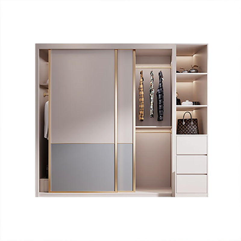 Bedroom Wooden Wardrobe Armoire Coastal Style Sliding Doors Storage Cabinet