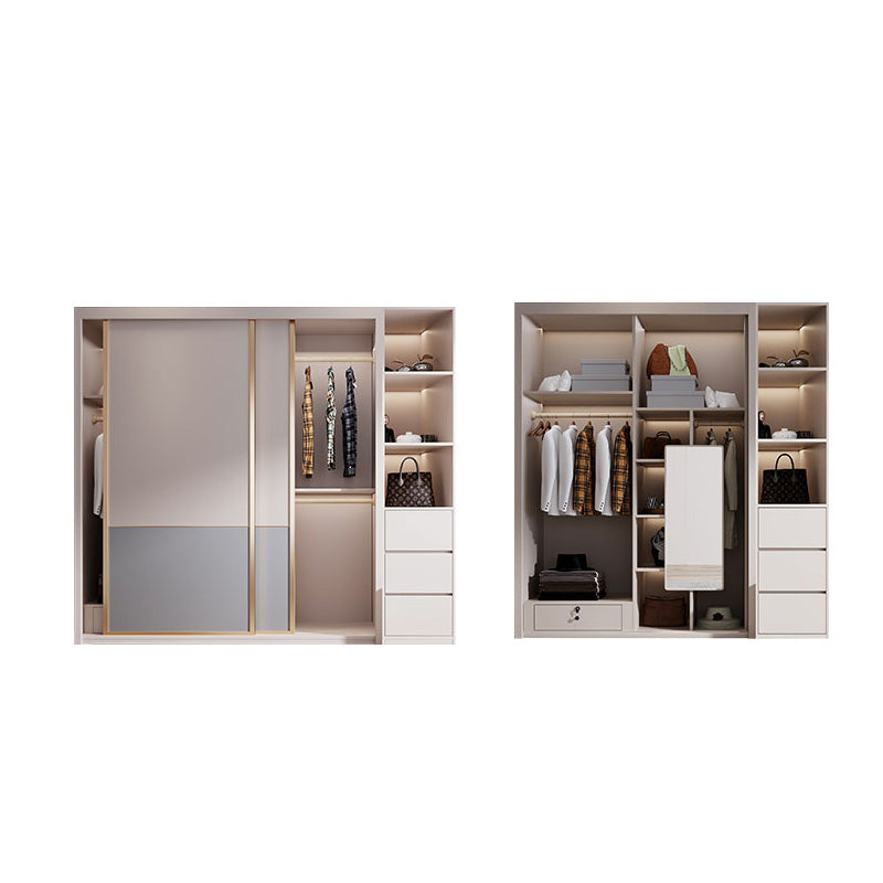 Bedroom Wooden Wardrobe Armoire Coastal Style Sliding Doors Storage Cabinet